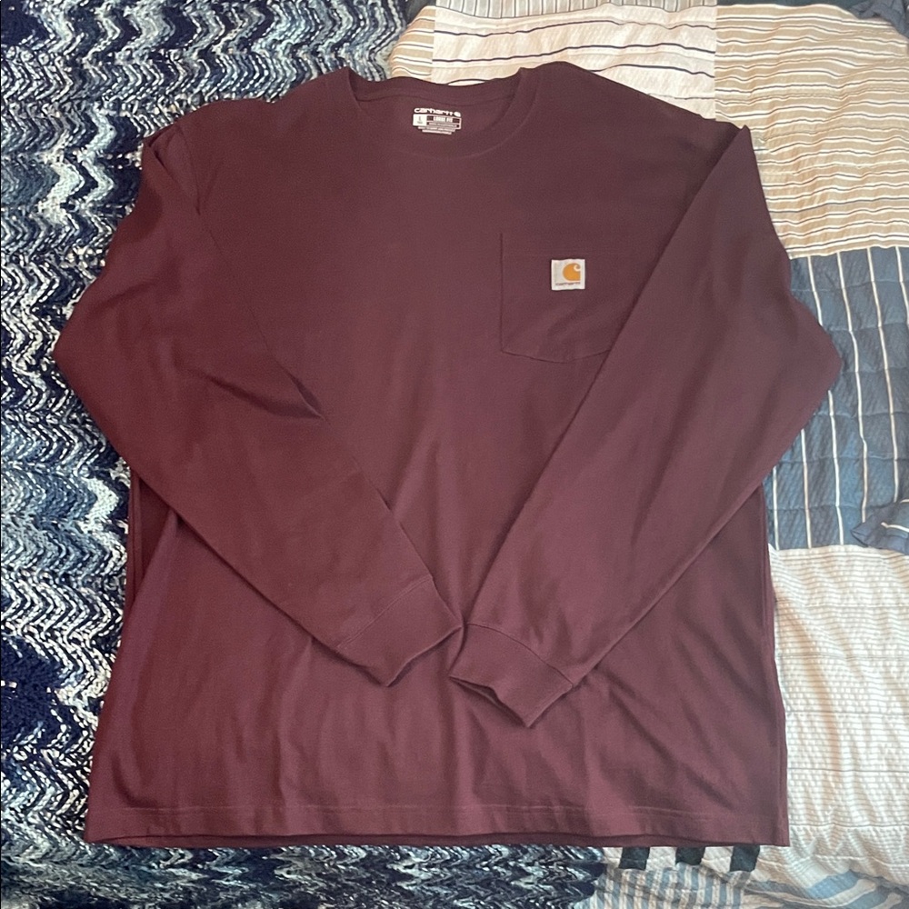 Carhartt Men's Burgundy Long Sleeve Tee